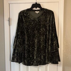 Umgee Olive Velvet Blouse